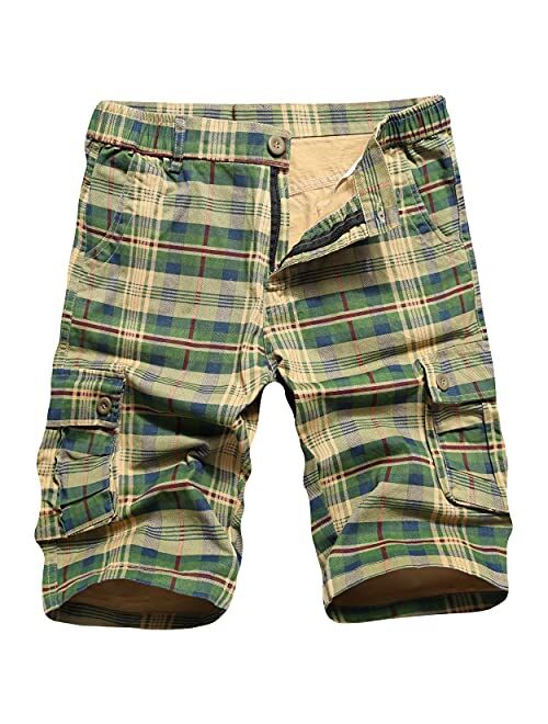 APTRO Men's Cargo Shorts Camo Cotton Lightweight Relaxed Fit Casual Shorts with Multi-Pockets