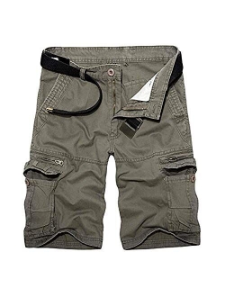 KOCTHOMY Men's Cotton Summer Relaxed Fit Outdoor Cargo Shorts