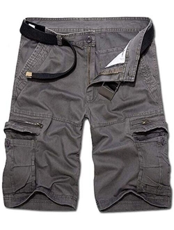 KOCTHOMY Men's Cotton Summer Relaxed Fit Outdoor Cargo Shorts