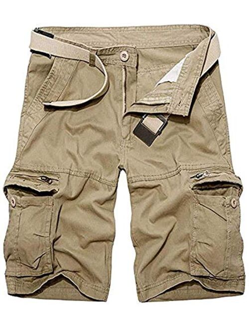 KOCTHOMY Men's Cotton Summer Relaxed Fit Outdoor Cargo Shorts