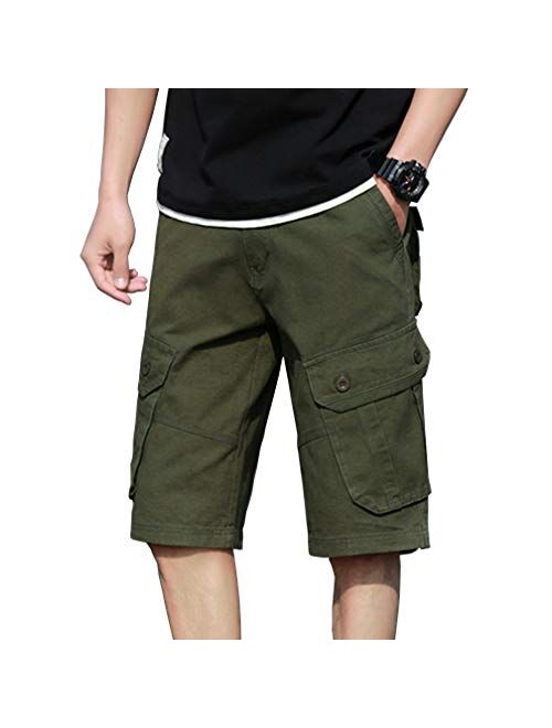 ASLIMAN Men's Cargo Shorts Relaxed Fit Casual Outdoor Short Pants with Pockets