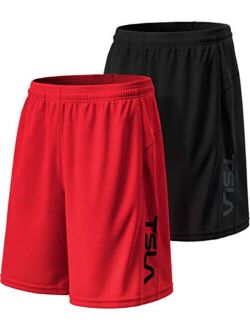 TSLA 1, 2 or 3 Pack Men's Athletic Mesh Shorts, Quick Dry Basketball Running Shorts, Gym Training Workout Shorts with Pockets