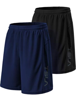 TSLA 1, 2 or 3 Pack Men's Athletic Mesh Shorts, Quick Dry Basketball Running Shorts, Gym Training Workout Shorts with Pockets