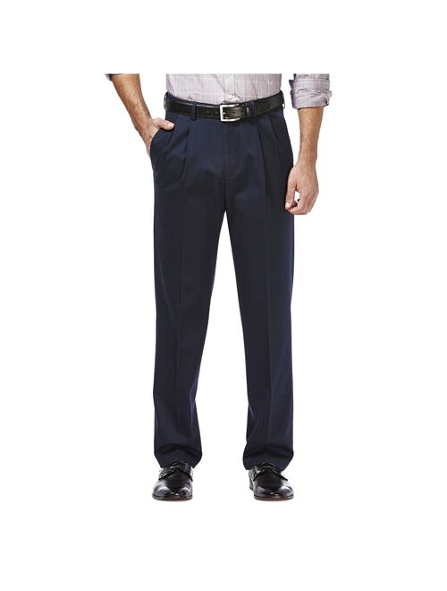 Haggar Men's Premium No Iron Khaki Pleated Front Work Pant Classic Fit HC10897