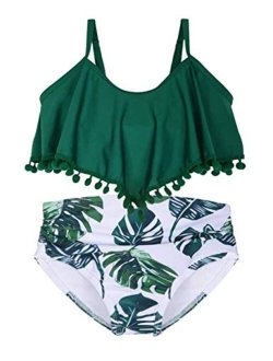 Girl's Bikini Set Flounce Two Piece Swimsuits Kids Ruffled Bathing Suits Swimwear