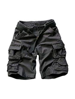 MUST WAY Men's Multi-Pocket Twill Ripstop Cargo Short Chino Cotton Outdoor Cargo Casual Shorts