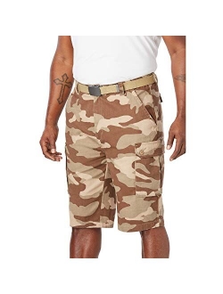 KingSize Men's Big & Tall 12" Side Elastic Cargo Short with Twill Belt