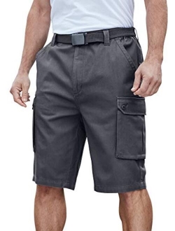 KingSize Men's Big & Tall 12" Side Elastic Cargo Short with Twill Belt