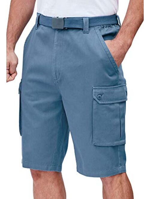 KingSize Men's Big & Tall 12" Side Elastic Cargo Short with Twill Belt