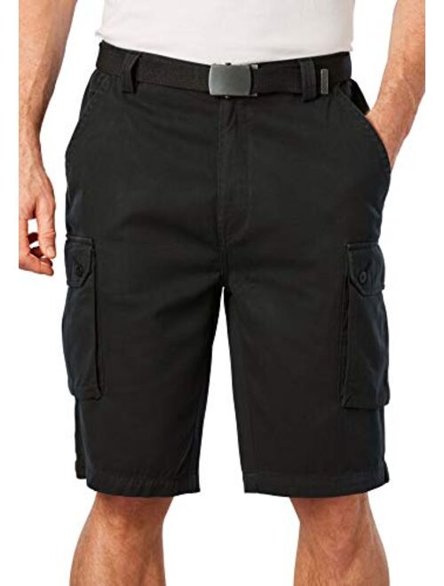 KingSize Men's Big & Tall 12" Side Elastic Cargo Short with Twill Belt