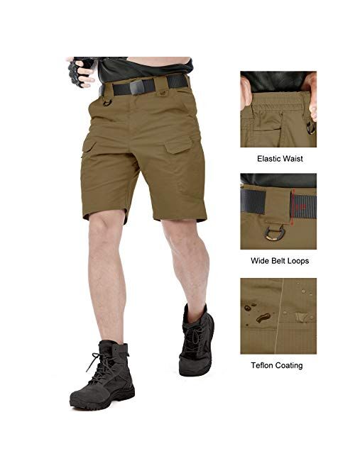 HEATFEELING Men's 9.5 Inches Tactical Cargo Shorts Waterproof Ripstop BDU Work Shorts Military Hiking with Elastic Waist