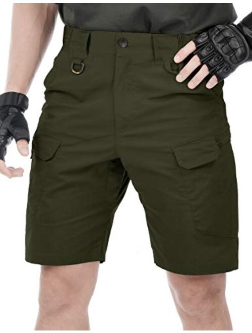 HEATFEELING Men's 9.5 Inches Tactical Cargo Shorts Waterproof Ripstop BDU Work Shorts Military Hiking with Elastic Waist