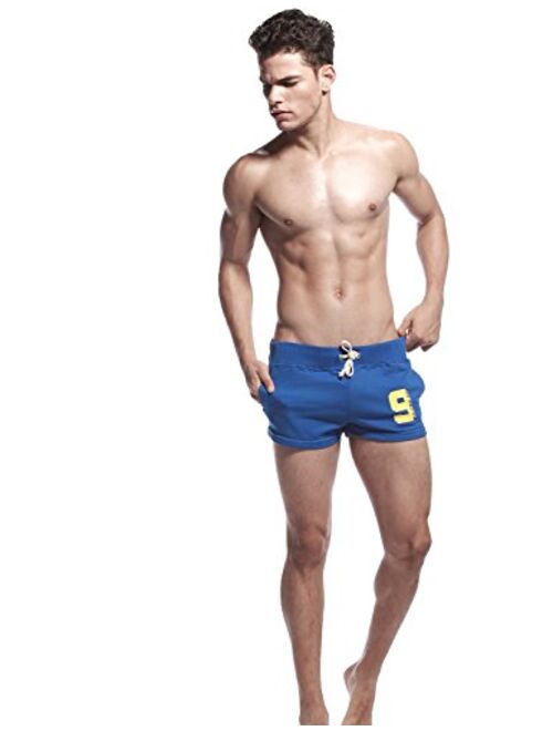 SEOBEAN Mens Low Rise Sports Soft Running Training Short Pants