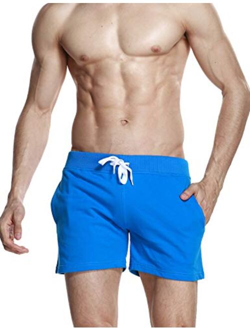 SEOBEAN Mens Low Rise Sports Soft Running Training Short Pants