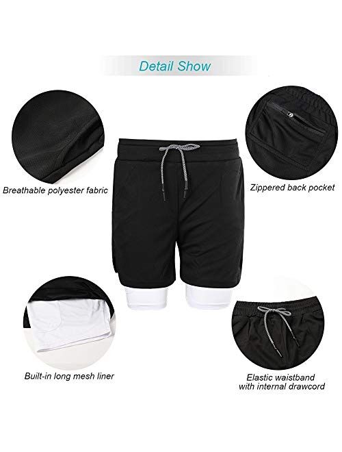 Mens Running Shorts Workout Running Shorts for Men 2 in 1 Stealth Shorts