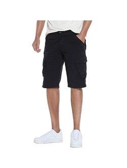 FoxQ Men's Cargo Shorts Micro Elasticity Cotton Loose Casual Multiple Pockets