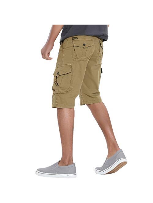 FoxQ Men's Cargo Shorts Micro Elasticity Cotton Loose Casual Multiple Pockets