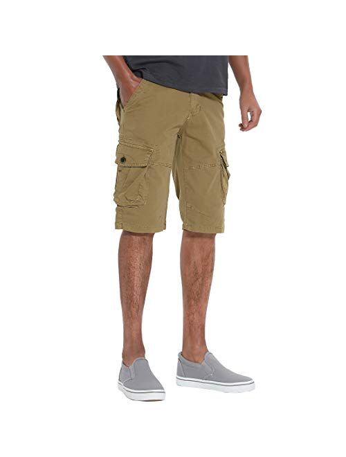 FoxQ Men's Cargo Shorts Micro Elasticity Cotton Loose Casual Multiple Pockets