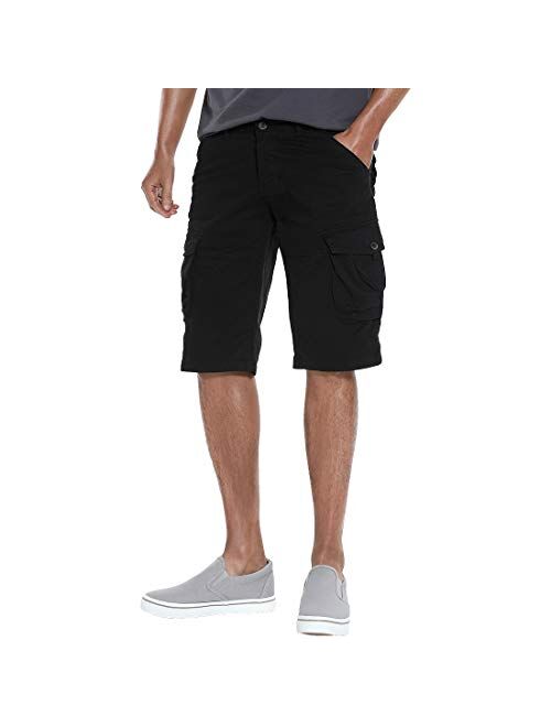 FoxQ Men's Cargo Shorts Micro Elasticity Cotton Loose Casual Multiple Pockets