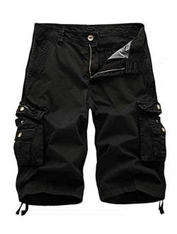 XueYin Men's Outdoor Cotton Relaxed Fit Muti-Pocket Cargo Shorts