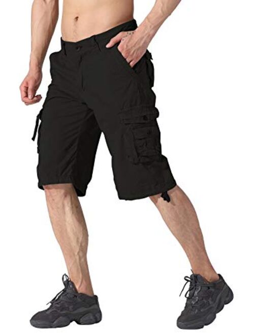 XueYin Men's Outdoor Cotton Relaxed Fit Muti-Pocket Cargo Shorts