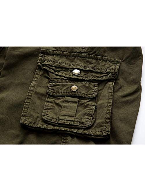 XueYin Men's Outdoor Cotton Relaxed Fit Muti-Pocket Cargo Shorts