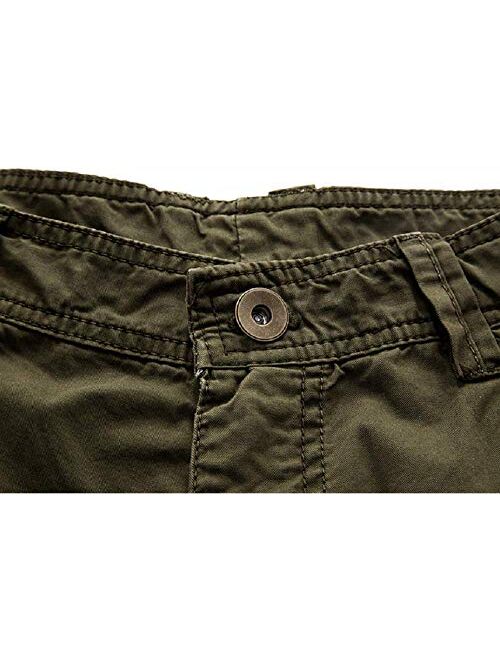 XueYin Men's Outdoor Cotton Relaxed Fit Muti-Pocket Cargo Shorts