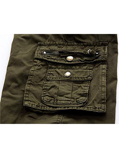 XueYin Men's Outdoor Cotton Relaxed Fit Muti-Pocket Cargo Shorts