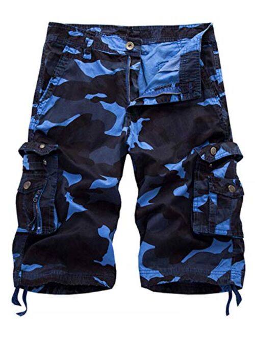 XueYin Men's Outdoor Cotton Relaxed Fit Muti-Pocket Cargo Shorts