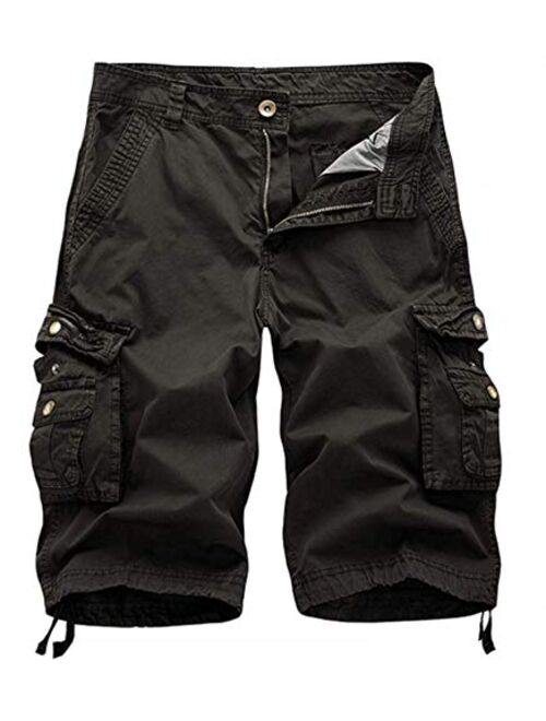 XueYin Men's Outdoor Cotton Relaxed Fit Muti-Pocket Cargo Shorts