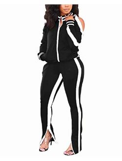 Buy OLUOLIN Women Sexy Long Sleeve Two Pieces Outfits Tracksuit