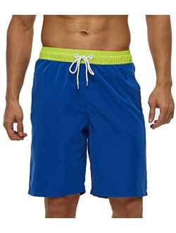 SILKWORLD Mens 9" Board Shorts Swim Trunks Long Athletic Swimwear with Pockets