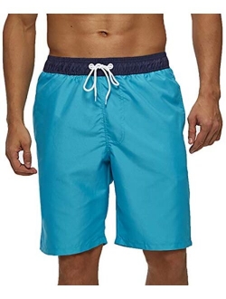 SILKWORLD Mens 9" Board Shorts Swim Trunks Long Athletic Swimwear with Pockets