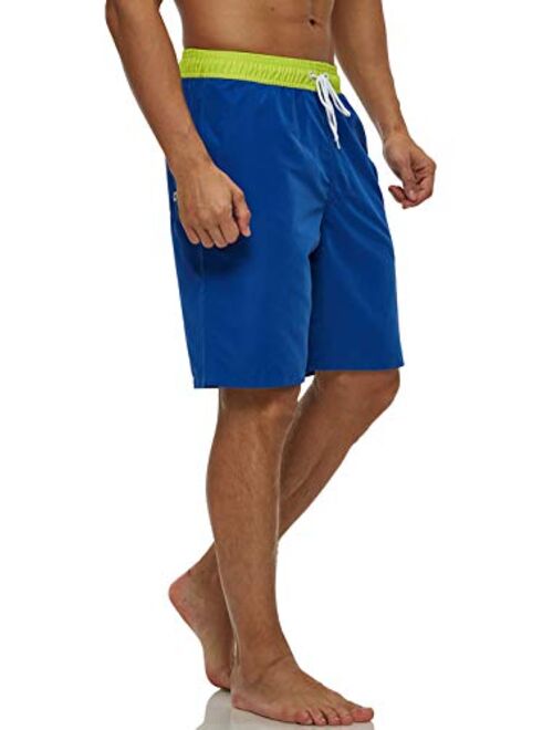 SILKWORLD Mens 9" Board Shorts Swim Trunks Long Athletic Swimwear with Pockets