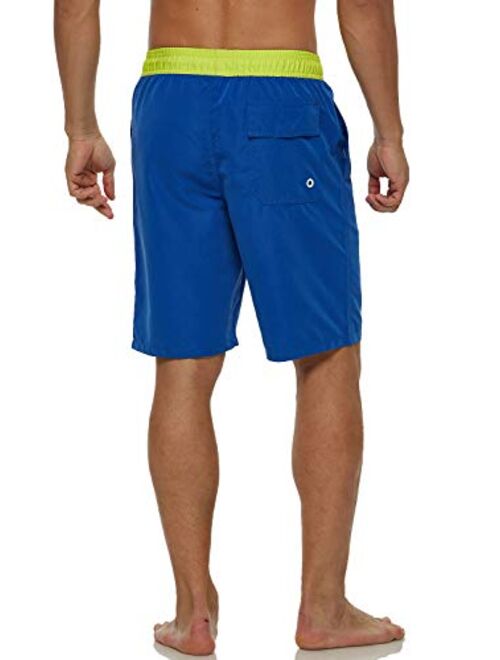 SILKWORLD Mens 9" Board Shorts Swim Trunks Long Athletic Swimwear with Pockets