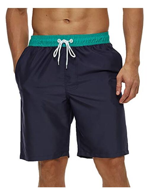 SILKWORLD Mens 9" Board Shorts Swim Trunks Long Athletic Swimwear with Pockets