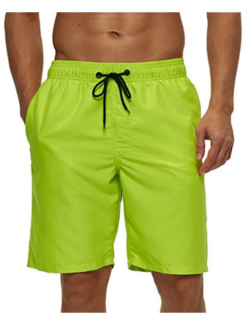 SILKWORLD Mens 9" Board Shorts Swim Trunks Long Athletic Swimwear with Pockets