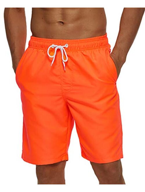 SILKWORLD Mens 9" Board Shorts Swim Trunks Long Athletic Swimwear with Pockets