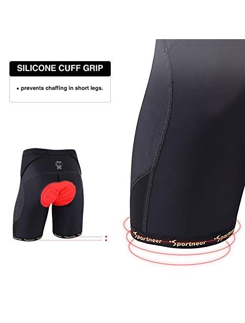 Sportneer Men's Cycling Shorts 4D Coolmax Padded Bike Bicycle Pants Tights, Breathable & Absorbent