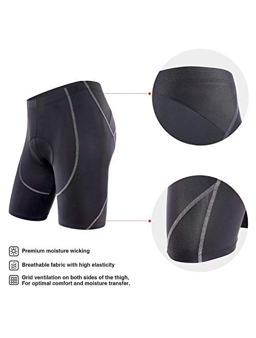 Sportneer Men's Cycling Shorts 4D Coolmax Padded Bike Bicycle Pants Tights, Breathable & Absorbent