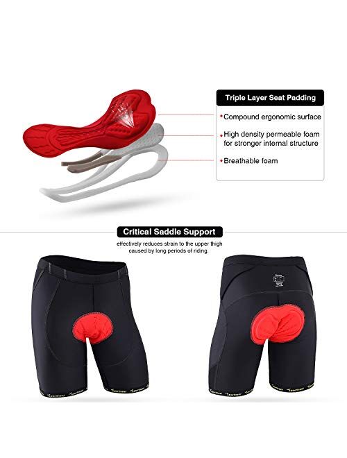 Sportneer Men's Cycling Shorts 4D Coolmax Padded Bike Bicycle Pants Tights, Breathable & Absorbent