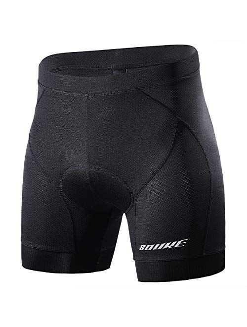 Souke Sports Men's Cycling Underwear Shorts 4D Padded Bike Bicycle MTB Liner Shorts with Anti-Slip Leg Grips