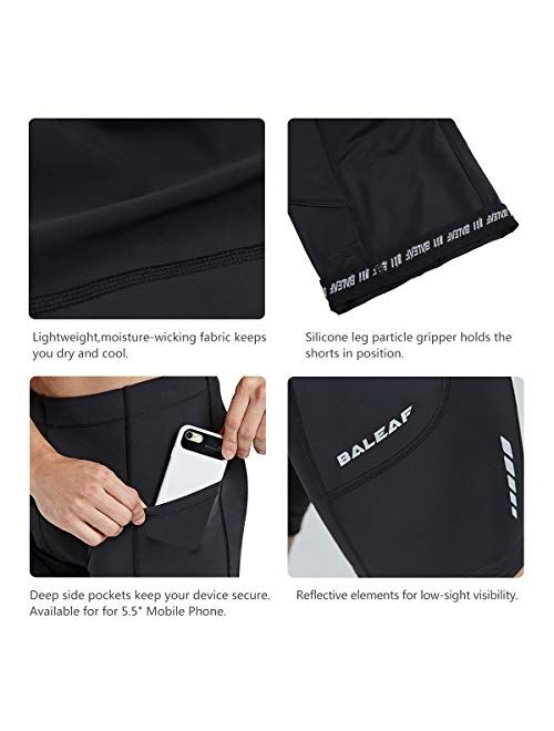 BALEAF Men's Cycling Shorts Padded Bicycle Riding Bike Biking Pants Tights Cycle Pockets UPF 50+