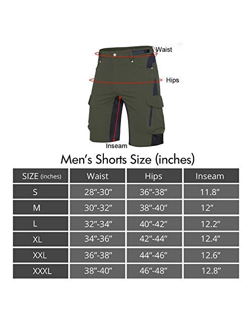 Ally Mens Mountain Bike Shorts Padded MTB Shorts Baggy Cycling Bicycle Bike Shorts with Padding Wear Relaxed Loose-fit