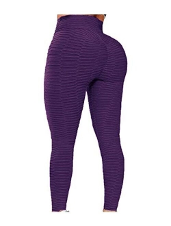 EHH Women's Ruched Butt Lifting High Waist Yoga Pants Tummy Control Stretchy Workout Leggings Textured Booty Tights