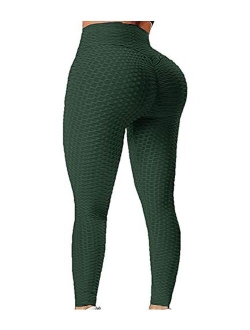 EHH Women's Ruched Butt Lifting High Waist Yoga Pants Tummy Control Stretchy Workout Leggings Textured Booty Tights