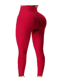 EHH Women's Ruched Butt Lifting High Waist Yoga Pants Tummy Control Stretchy Workout Leggings Textured Booty Tights