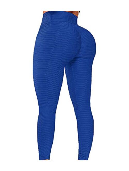 EHH Women's Ruched Butt Lifting High Waist Yoga Pants Tummy Control Stretchy Workout Leggings Textured Booty Tights