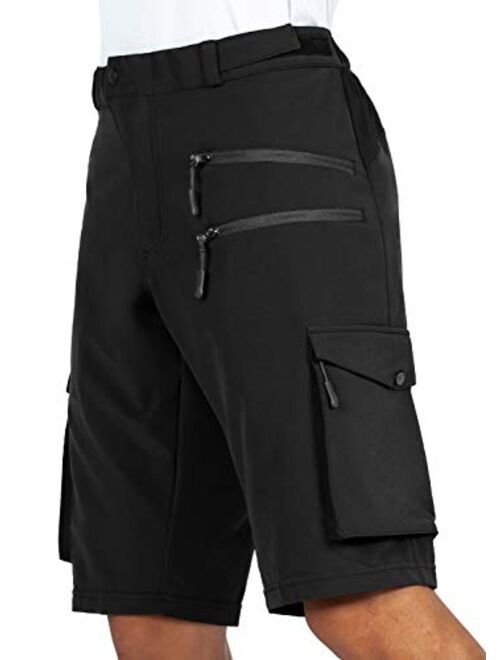 Gouxry Men's-Mountain-Bike-Shorts-Loose-Fit MTB Cycling Biking with 5 Zipper Pockets Bicycle Shorts for Men