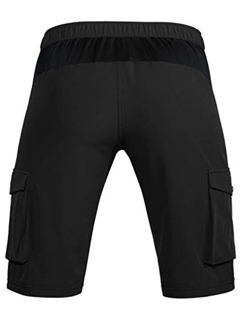 Gouxry Men's-Mountain-Bike-Shorts-Loose-Fit MTB Cycling Biking with 5 Zipper Pockets Bicycle Shorts for Men